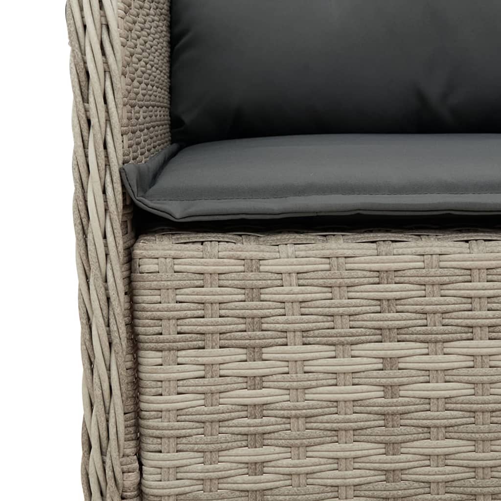 Set da Pranzo da Giardino 7 pz Cuscini Polyrattan Grigio Chiaro | homemem39