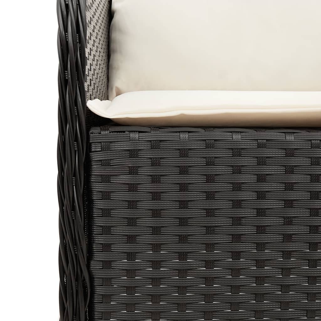 Set da Pranzo da Giardino 9 pz con Cuscini Nero in Polyrattan | homemem39