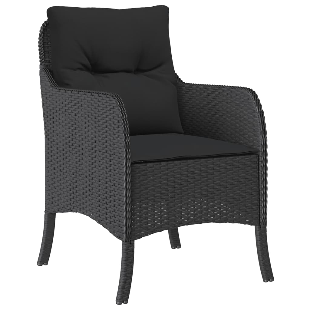 Set da Pranzo da Giardino 9 pz con Cuscini Nero in Polyrattan | homemem39