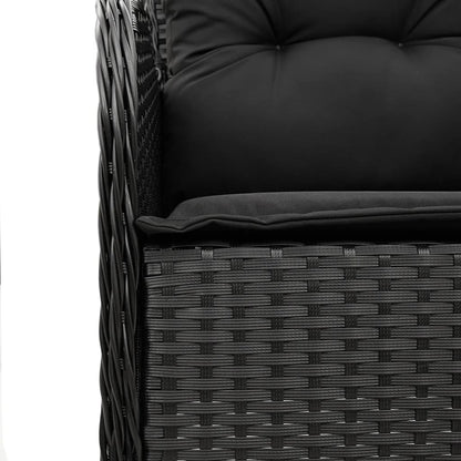 Set da Pranzo da Giardino 9 pz con Cuscini Nero in Polyrattan | homemem39
