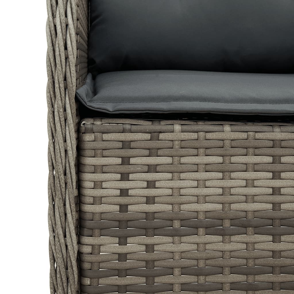 Set da Pranzo da Giardino 7 pz con Cuscini in Polyrattan Grigio | homemem39