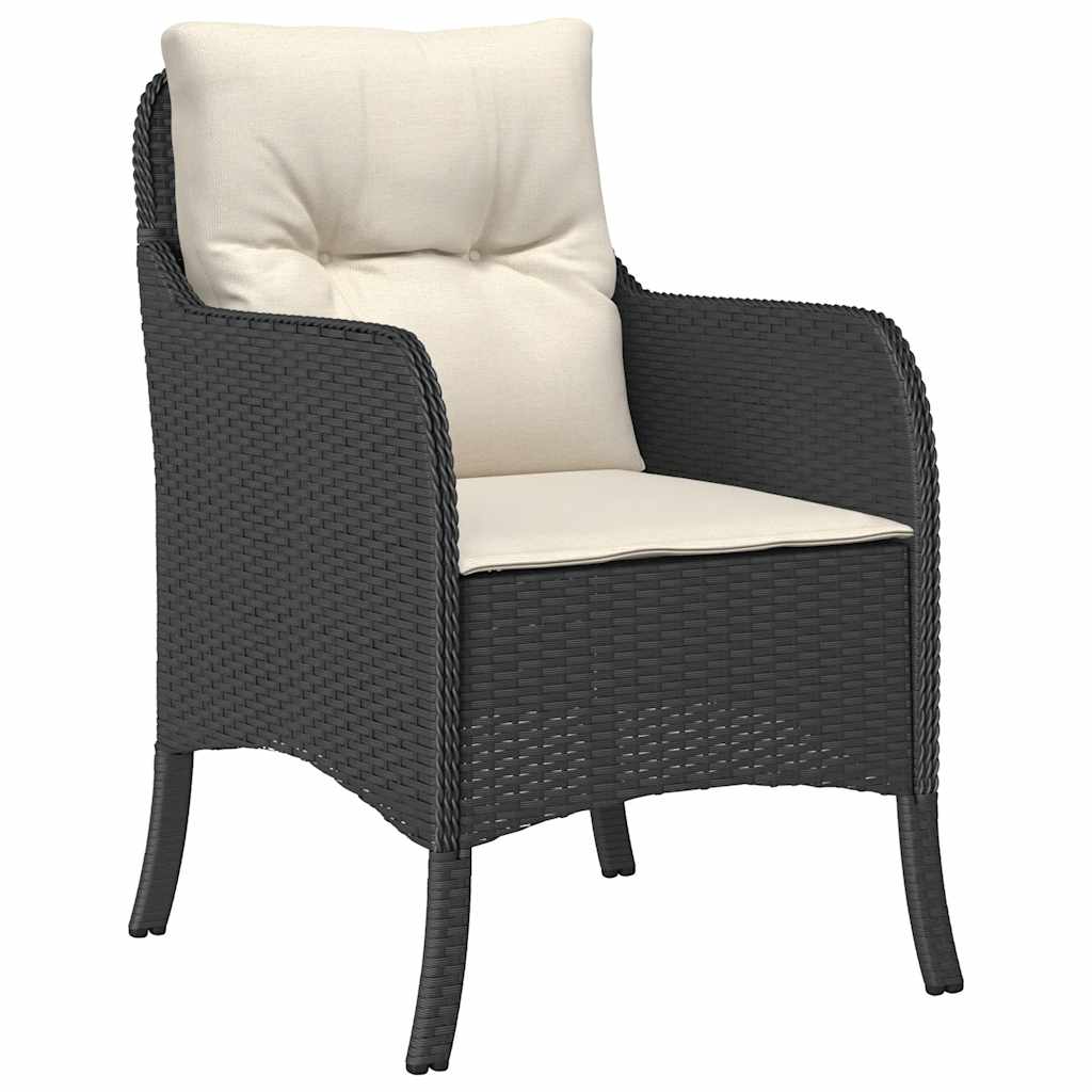 Set da Pranzo da Giardino 5 pz Nero con Cuscini in Polyrattan | homemem39
