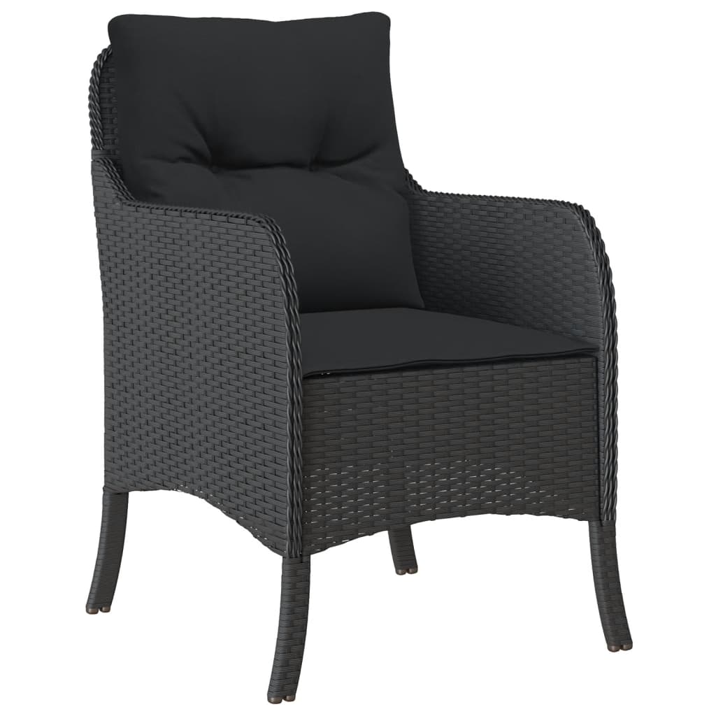 Set da Pranzo da Giardino 5 pz Nero con Cuscini in Polyrattan - homemem39