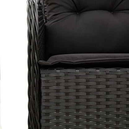 Set da Pranzo da Giardino 7 pz Nero con Cuscini in Polyrattan | homemem39