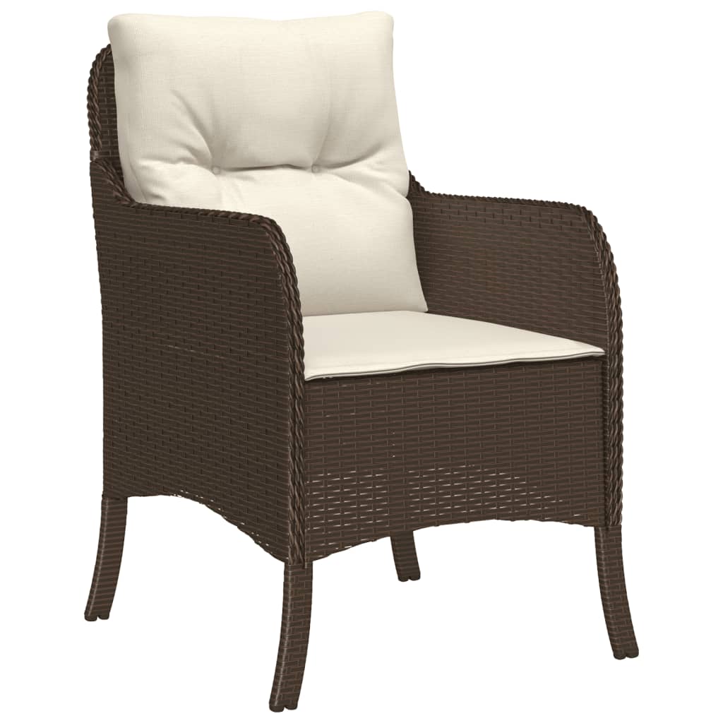 Set da Pranzo da Giardino 5pz con Cuscini in Polyrattan Marrone - homemem39