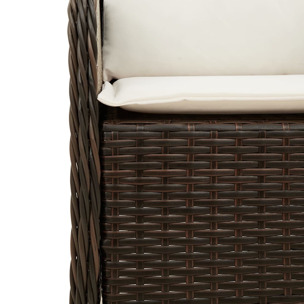 Set da Pranzo da Giardino 5pz con Cuscini in Polyrattan Marrone - homemem39