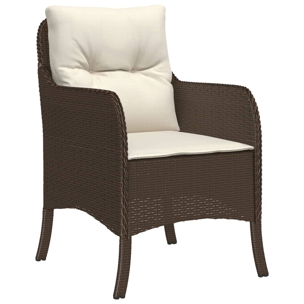Set da Pranzo da Giardino 5pz con Cuscini in Polyrattan Marrone - homemem39