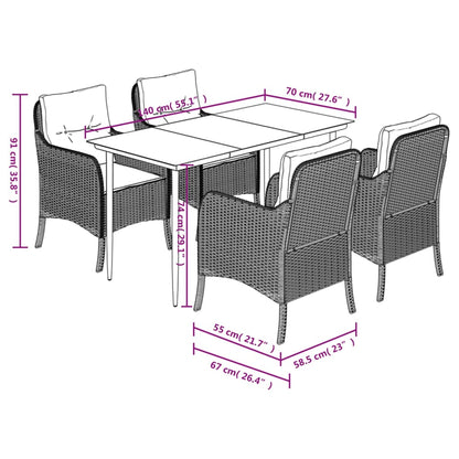 Set da Pranzo da Giardino 5 pz con Cuscini in Polyrattan Grigio | homemem39