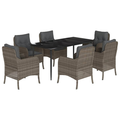 Set da Pranzo da Giardino 7 pz con Cuscini in Polyrattan Grigio - homemem39