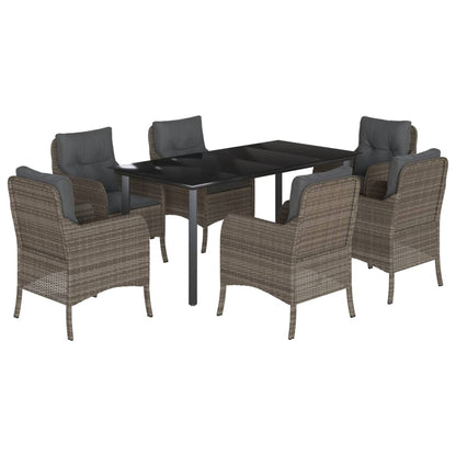 Set da Pranzo da Giardino 7 pz con Cuscini in Polyrattan Grigio - homemem39