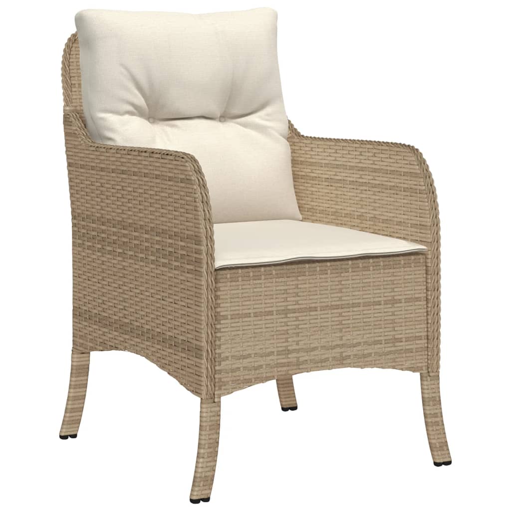 Set da Pranzo da Giardino 9 pz con Cuscini Beige in Polyrattan - homemem39