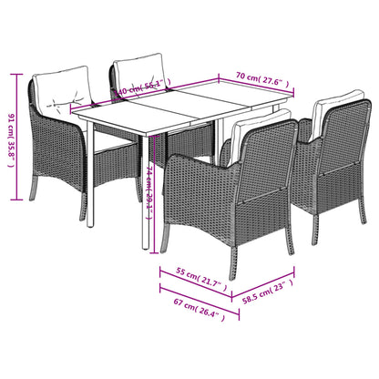 Set da Pranzo da Giardino 5 pz con Cuscini Beige in Polyrattan | homemem39