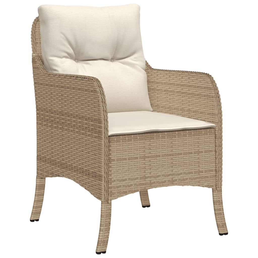 Set da Pranzo da Giardino 9 pz con Cuscini Beige in Polyrattan - homemem39