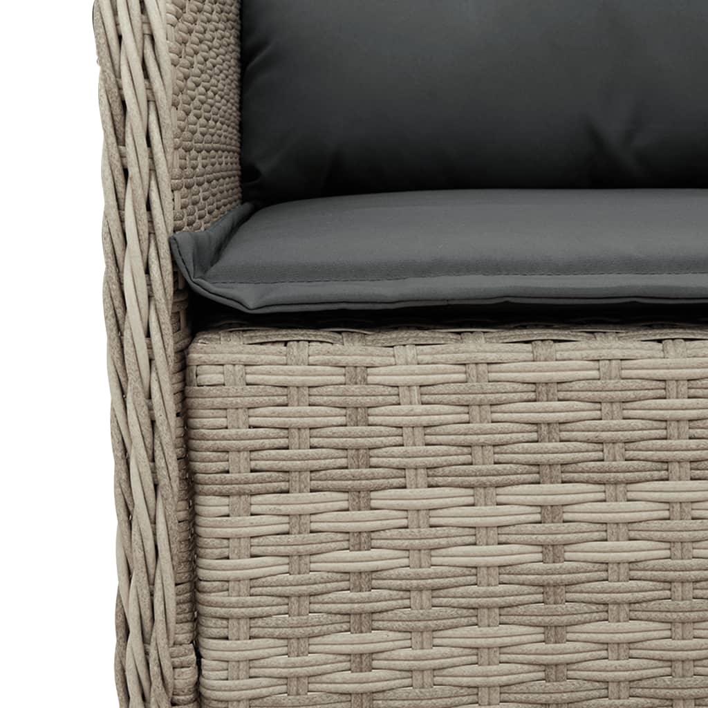 Set Pranzo da Giardino 3pz con Cuscini Grigio Chiaro Polyrattan