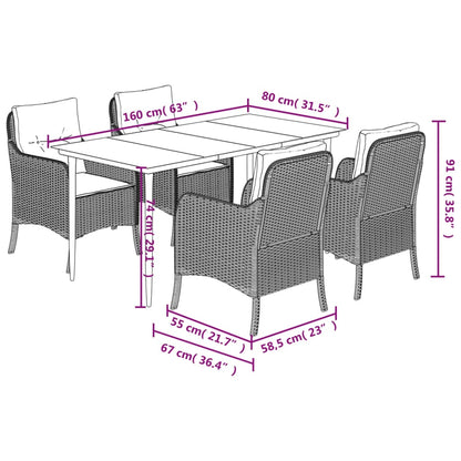 Set Pranzo da Giardino 5pz con Cuscini Grigio Chiaro Polyrattan | homemem39