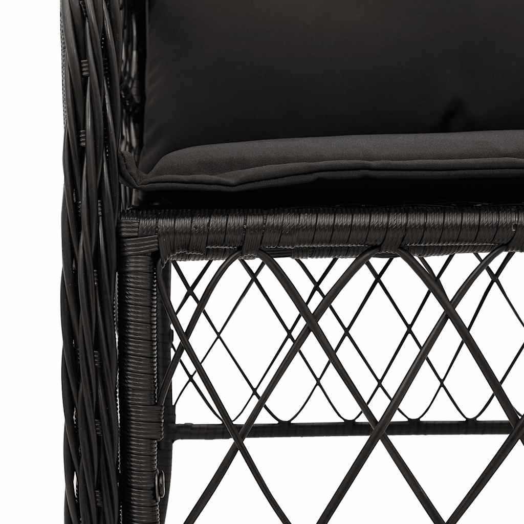 Set da Pranzo da Giardino 7 pz Nero con Cuscini in Polyrattan | homemem39