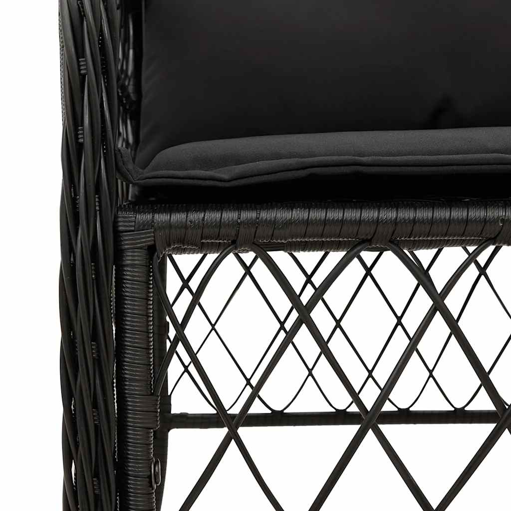 Set da Pranzo da Giardino 9 pz con Cuscini Nero in Polyrattan | homemem39