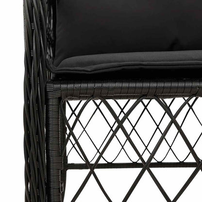 Set da Pranzo da Giardino 9 pz con Cuscini Nero in Polyrattan | homemem39