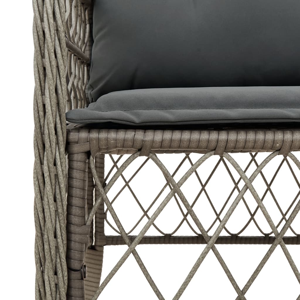 Set da Bistrò 3 pz con Cuscini Grigio in Polyrattan - homemem39