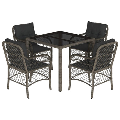 Set da Pranzo da Giardino 5 pz con Cuscini in Polyrattan Grigio - homemem39