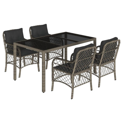 Set da Pranzo da Giardino 5 pz con Cuscini in Polyrattan Grigio | homemem39