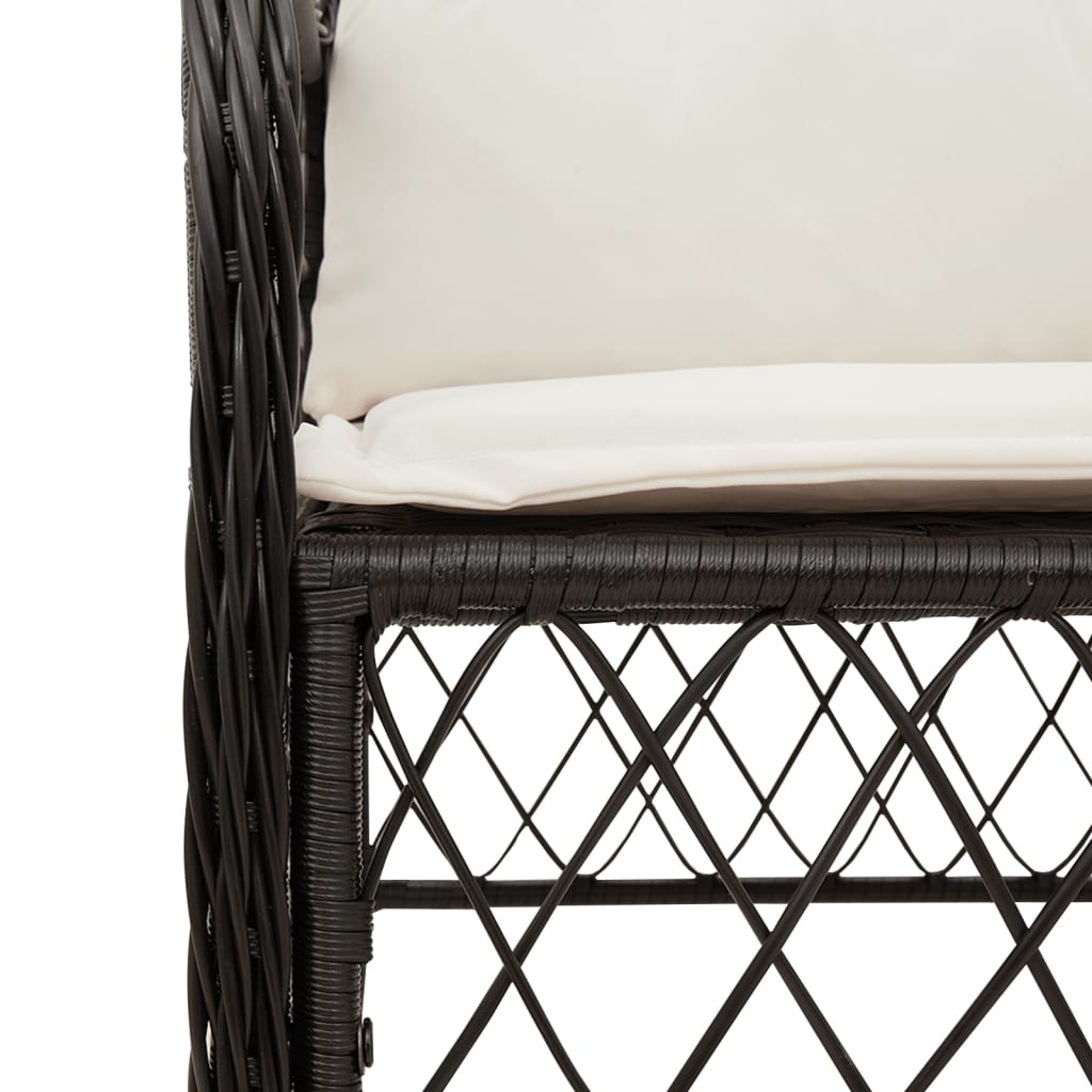 Set da Pranzo da Giardino 7 pz Nero con Cuscini in Polyrattan | homemem39