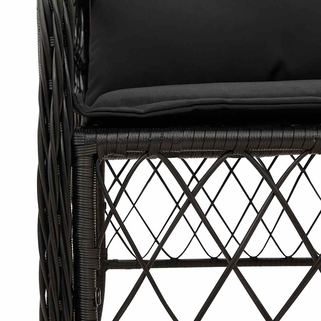 Set da Pranzo da Giardino 7 pz Nero con Cuscini in Polyrattan | homemem39