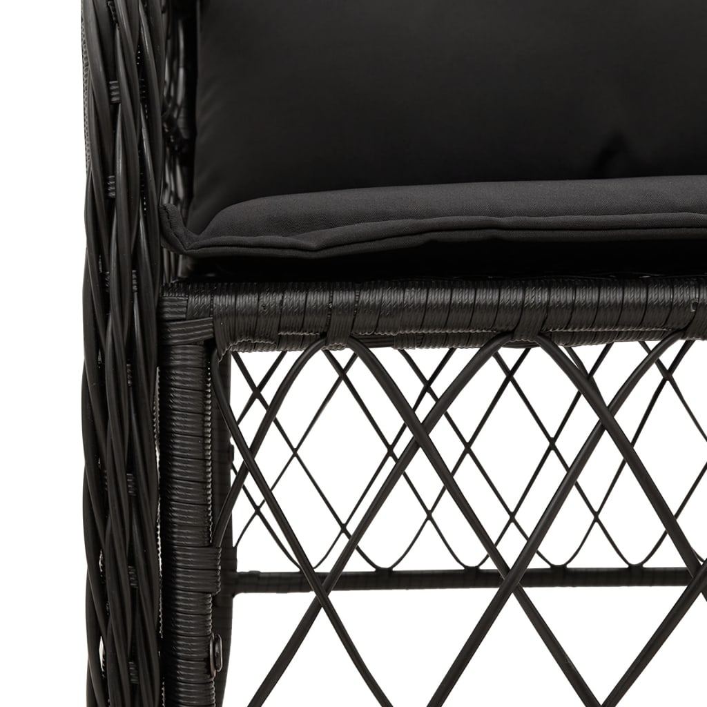 Set da Pranzo da Giardino 9 pz con Cuscini Nero in Polyrattan | homemem39