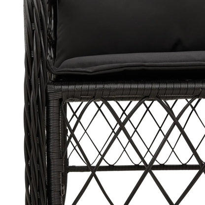 Set da Pranzo da Giardino 9 pz con Cuscini Nero in Polyrattan | homemem39