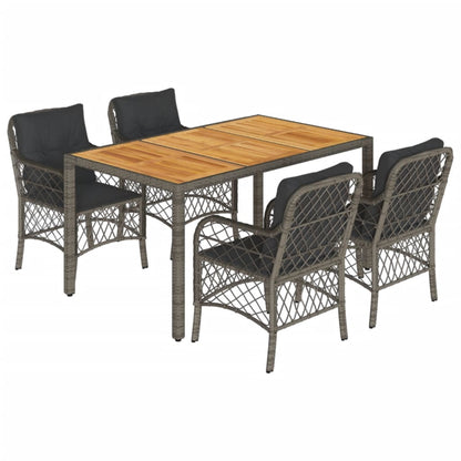 Set da Pranzo da Giardino 5 pz con Cuscini in Polyrattan Grigio - homemem39