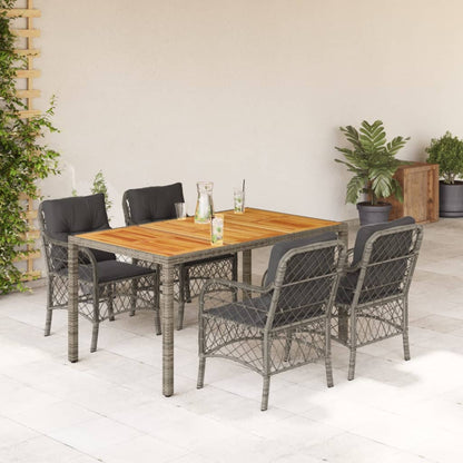 Set da Pranzo da Giardino 5 pz con Cuscini in Polyrattan Grigio - homemem39