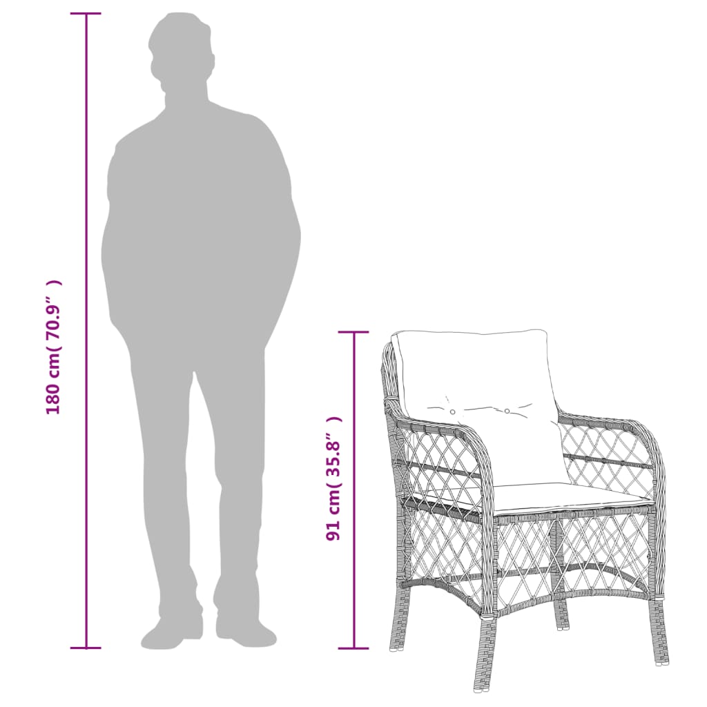 Set da Pranzo da Giardino 9 pz con Cuscini in Polyrattan Grigio | homemem39