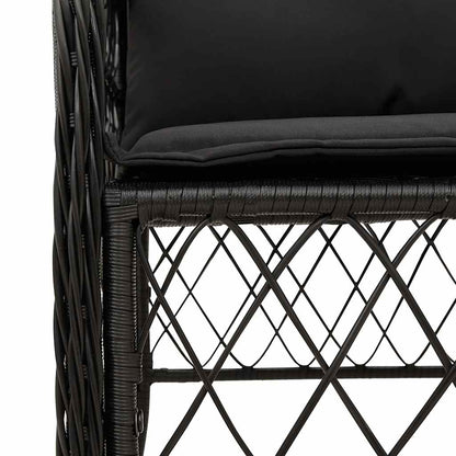 Set da Pranzo da Giardino 9 pz con Cuscini Nero in Polyrattan - homemem39