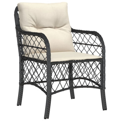 Set da Pranzo da Giardino 7 pz Nero con Cuscini in Polyrattan