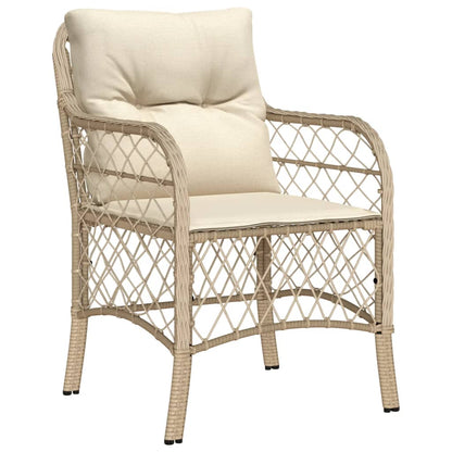 Set da Pranzo da Giardino 7 pz con Cuscini Beige in Polyrattan