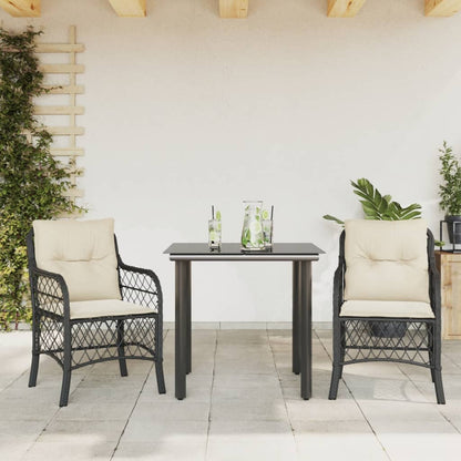 Set da Bistrò 3 pz con Cuscini Nero in Polyrattan - homemem39