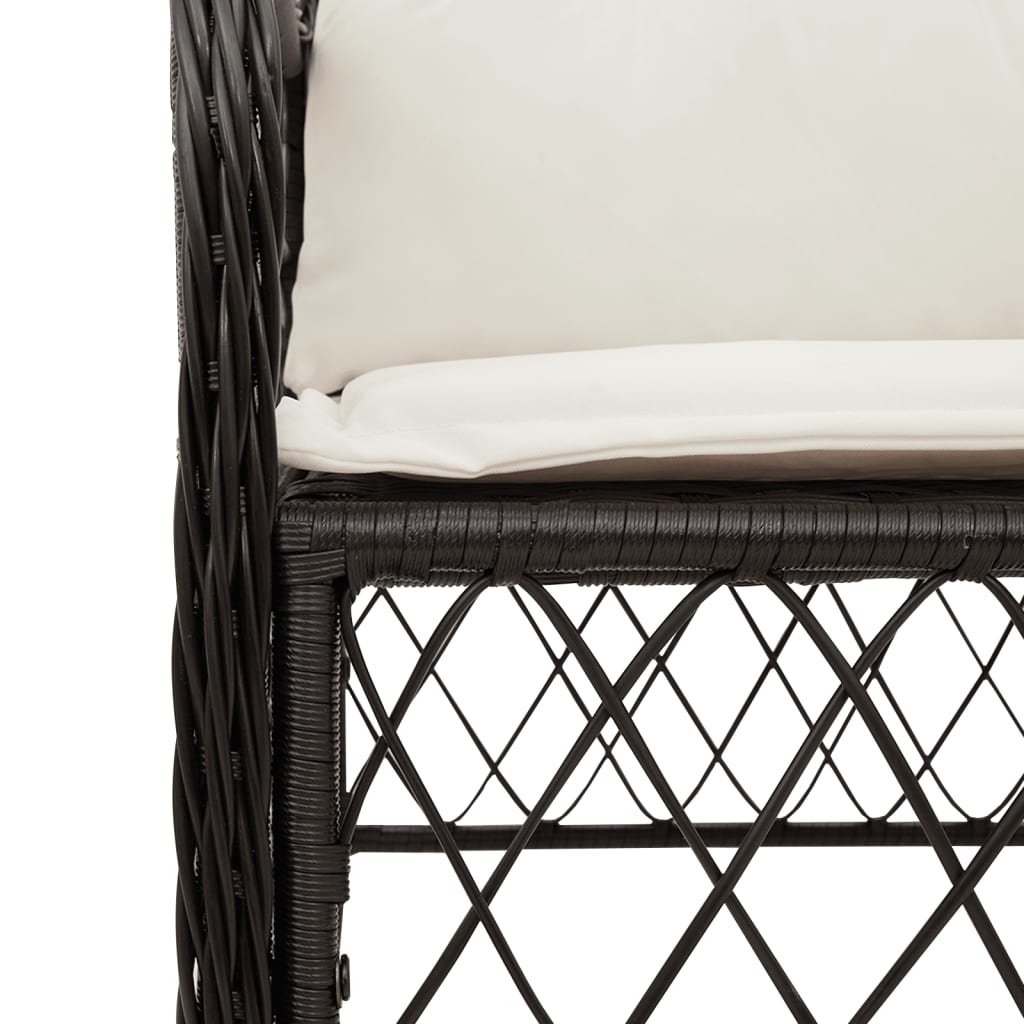 Set da Pranzo da Giardino 7 pz Nero con Cuscini in Polyrattan | homemem39