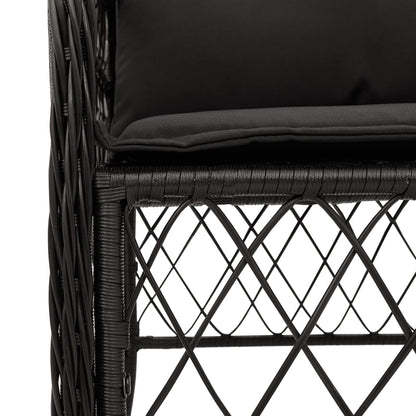 Set da Bistrò 3 pz con Cuscini Nero in Polyrattan