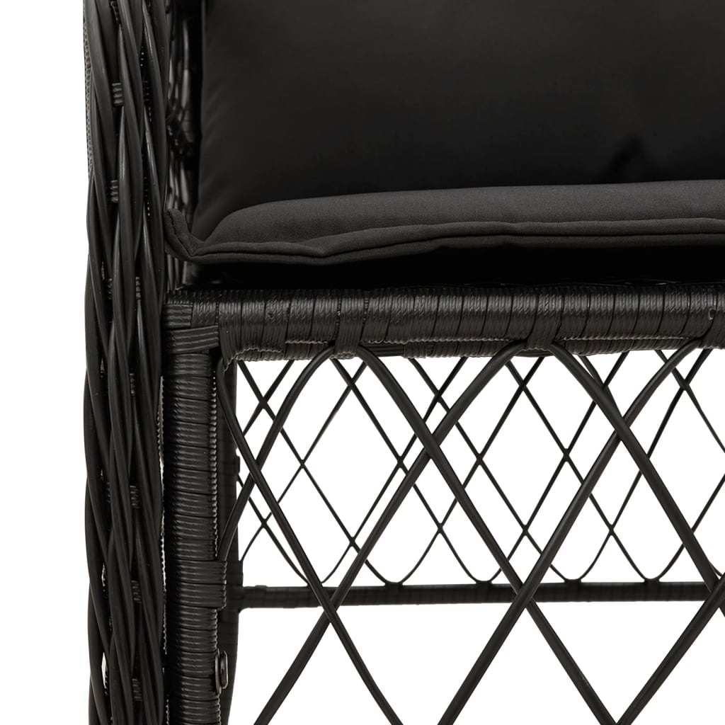 Set da Pranzo da Giardino 7 pz Nero con Cuscini in Polyrattan | homemem39