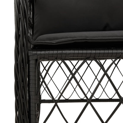 Set da Pranzo da Giardino 7 pz Nero con Cuscini in Polyrattan | homemem39