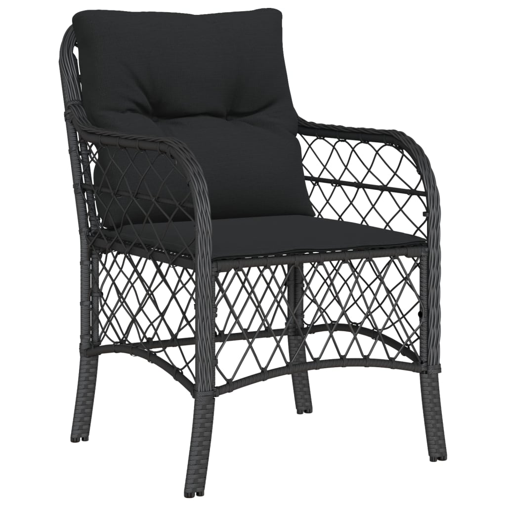 Set da Pranzo da Giardino 7 pz Nero con Cuscini in Polyrattan - homemem39