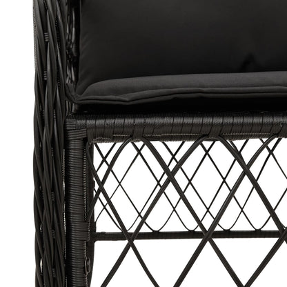 Set da Pranzo da Giardino 7 pz Nero con Cuscini in Polyrattan | homemem39