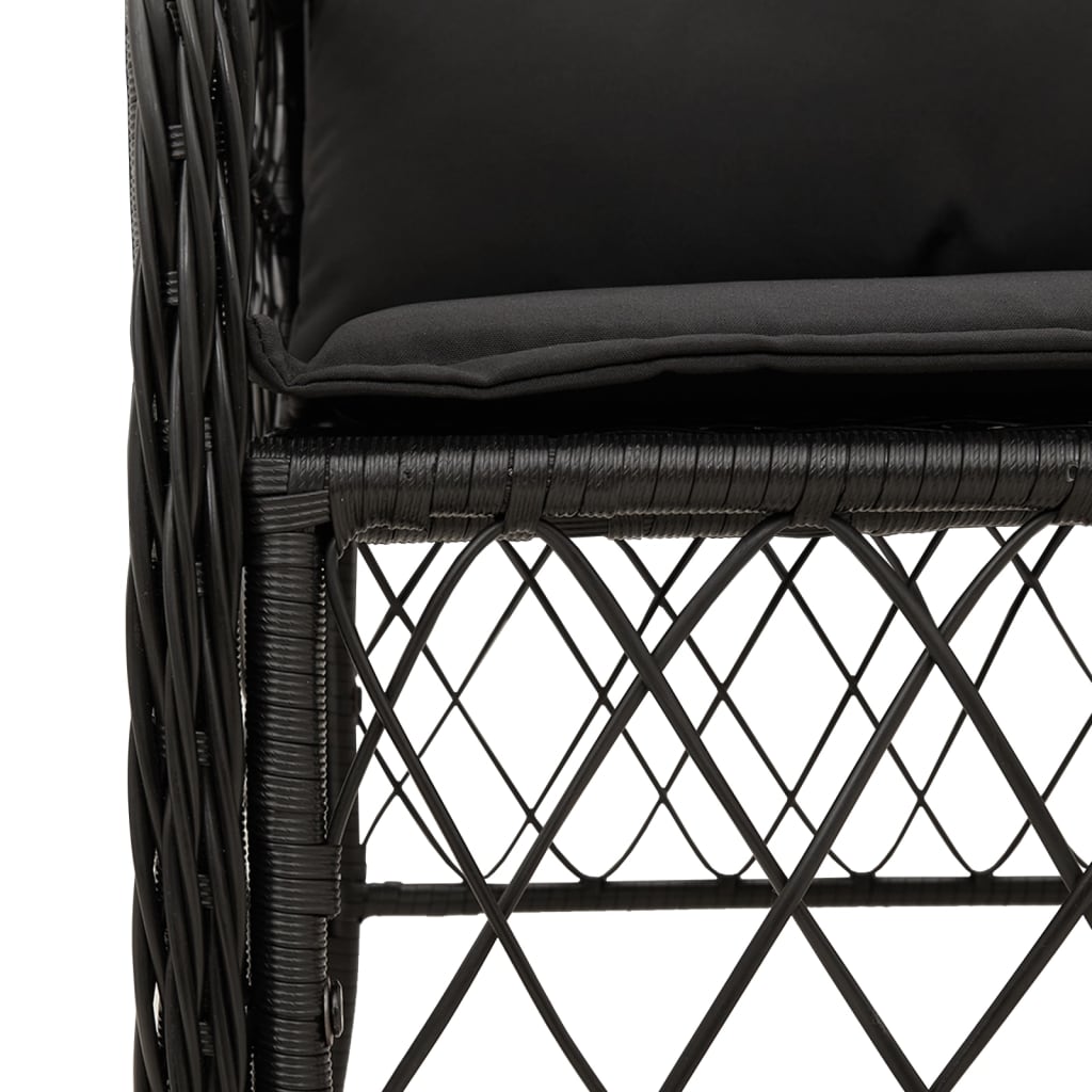 Set da Pranzo da Giardino 9 pz con Cuscini Nero in Polyrattan | homemem39