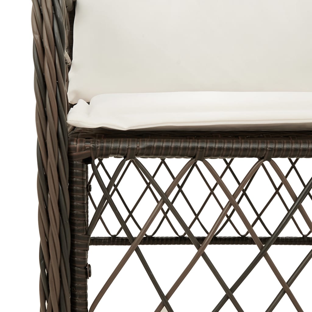 Set da Pranzo da Giardino 5pz con Cuscini in Polyrattan Marrone | homemem39