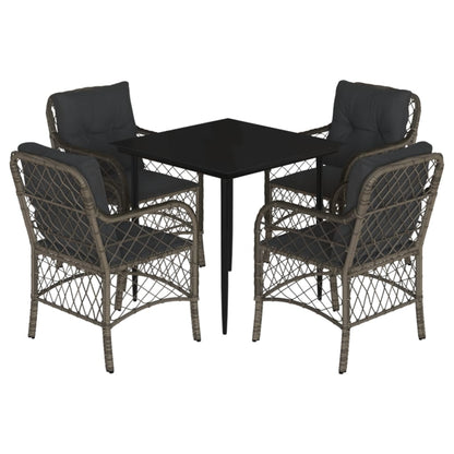 Set da Pranzo da Giardino 5 pz con Cuscini in Polyrattan Grigio - homemem39