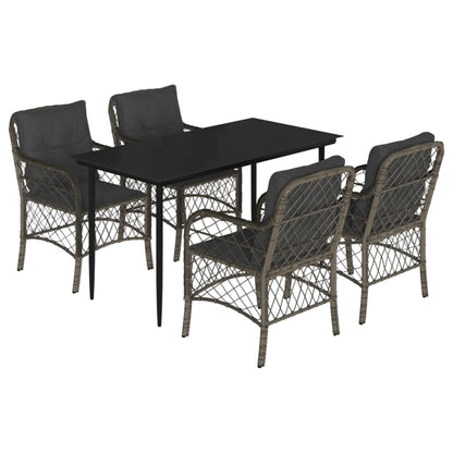 Set da Pranzo da Giardino 5 pz con Cuscini in Polyrattan Grigio - homemem39