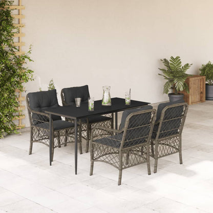Set da Pranzo da Giardino 5 pz con Cuscini in Polyrattan Grigio - homemem39