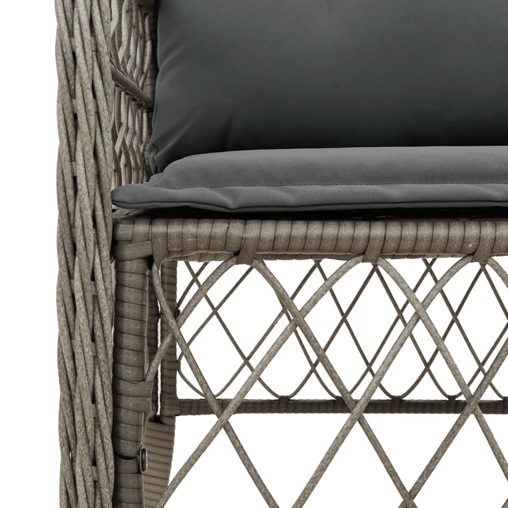 Set da Bistrò 3 pz con Cuscini Grigio in Polyrattan - homemem39
