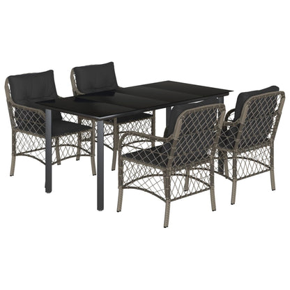 Set da Pranzo da Giardino 5 pz con Cuscini in Polyrattan Grigio - homemem39