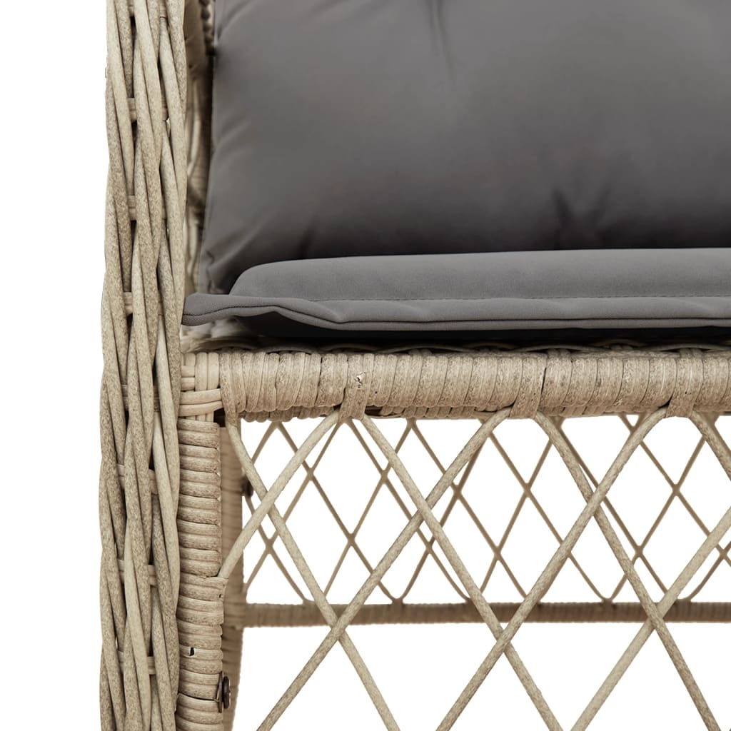 Set da Bistrò 3 pz con Cuscini Beige Misto in Polyrattan